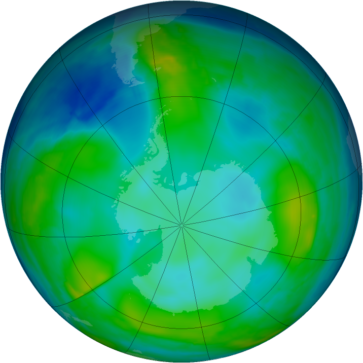 Antarctic ozone map for 14 June 2008